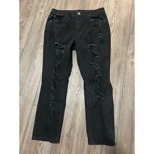 Almost Famous Black Distressed Straight Leg Jeans